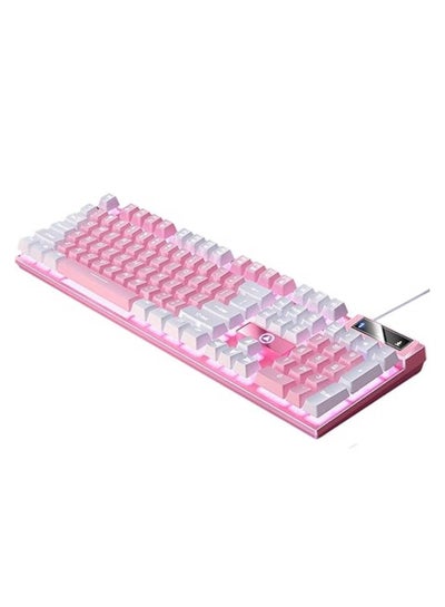 Buy Gaming Keyboard USB LED Lighting for Game and Office Pink White in Saudi Arabia