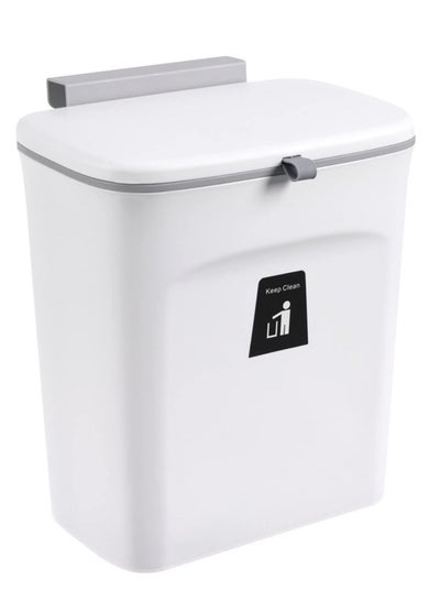 Buy Mountable Hanging Small Trash Can With Lid White in UAE