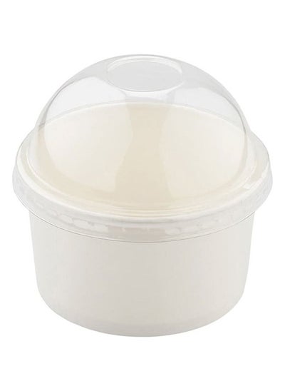 Buy Disposable Ice Cream Cups White 10 Ounce With Dome Lid for Hot or Cold Food, Party Supplies Treat Cups for Sundae, Frozen Yogurt 25 Pieces. in UAE