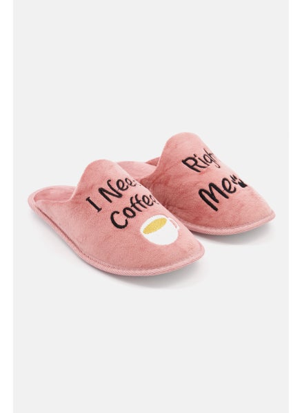 اشتري Women I Need Coffee Slip On Slippers, Dusty Pink/Black في السعودية