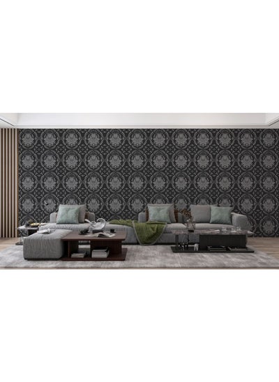 Buy Vector Damask Seamless Pattern Fabric Wallpaper Covers An Area ​​Up To 4.2Mx3M With Adhesive And Smoothing Tool in Egypt