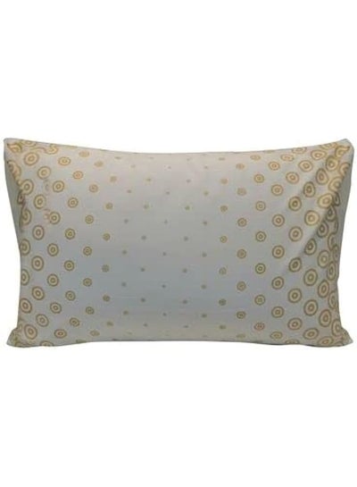 Buy Circle Print 2 Piece Cotton White/Gold 50X74Cm Sleeping Pillow Covers Set in Saudi Arabia