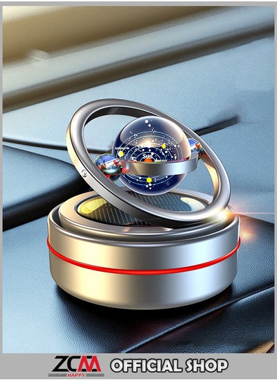 Buy Solar Powered Car Air Freshener with Rotating Solar System Themed Crystal Ball - Aromatherapy Ornament for Vehicle, Soothing Fragrance with Solar Motion in UAE