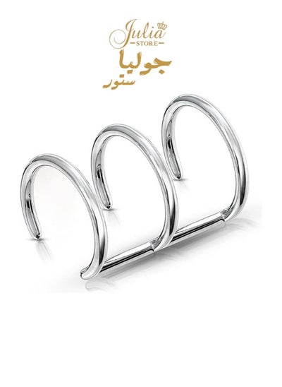 Buy Silver Plated Stainless Steel Clip On Triple Closure Ring Non-Piercing Fake Cartilage Helix Ear Cuff By Julia Store in Egypt