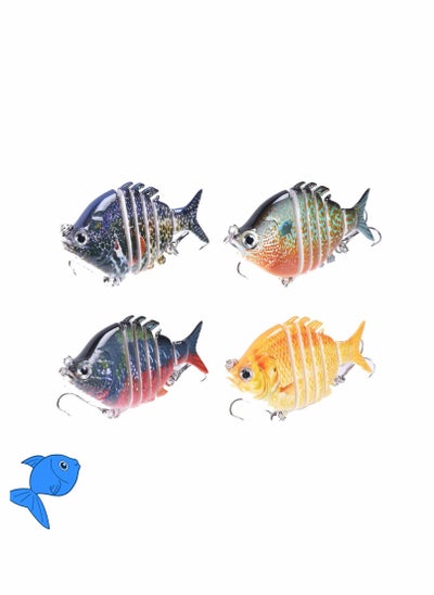 اشتري Fishing Lure Set, 4 Pcs Multi Jointed Hard Bait Lures Bionic Swimming Lures Lifelike Slow Sinking Lure Fishing Kit for Pike Bass Trout, Lifelike Lure for Saltwater and Freshwater في الامارات