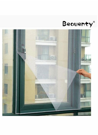 اشتري DIY Self-adhesive Window Screen, Netting with Hook Sticky Tape and Cleaning Brush, Upgrade Encryption Removable Bug and Mosquito Mosquito Net for Windows, Adjustable Fits Any Size (1.5M x 2M, White) في الامارات