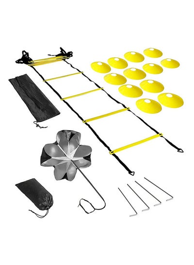 Buy Agility Ladder Speed Training Equipment with 12 Disc Cones And Resistance Parachute for Football, Workout, Footwork in Saudi Arabia