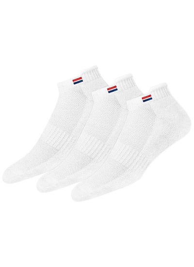 Buy NAVYSPORT Men's Low Cut Athletic Cotton Cushion Ankle Socks with Sports Tab for Running, Gym, Training, Casual Wear, Pack of 3 (Free Size, White) in UAE