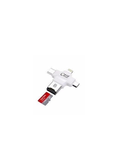 Buy 4 In 1 Micro Sd Card Reader For Iphone Ios/Android Usb2.0 - White in Egypt