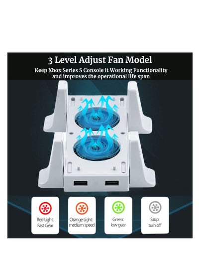 Buy Cooling Fan Tower Stand for Xbox Series S Console, 3 Levels Adjustable Fan Speed, with Type-C Power In, USB Charging and Data Transfer Ports in UAE