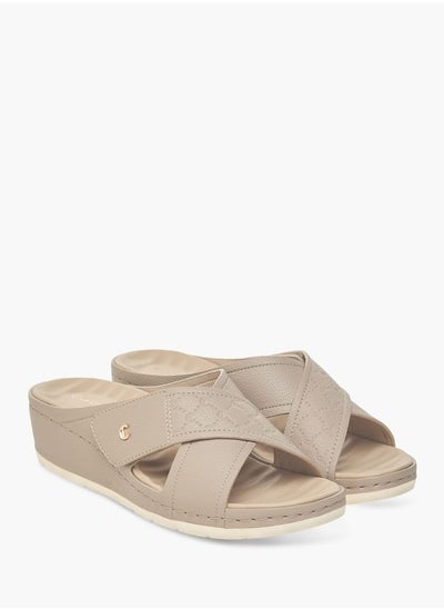 اشتري Women Textured Slip-On Cross Strap Sandals في السعودية