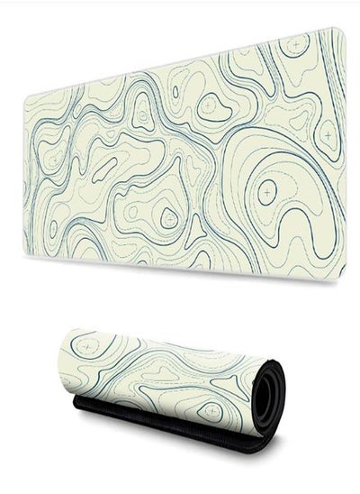 Buy Large Gaming Mouse Pad with Stitched Edges, Minimalist Topographic Map Desk Mat, Extended XL Mousepad with Anti-Slip Base, Cool Desk Pad for Keyboard and Mouse in UAE