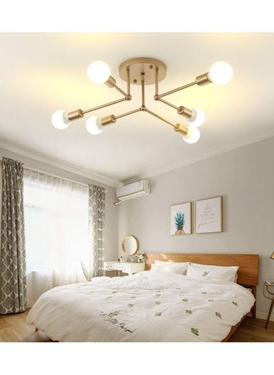 اشتري 6 Head Modern Bedroom Chandelier Lighting LED Ceiling Lamp for Living Dining Room, Gold, without bulbs في السعودية