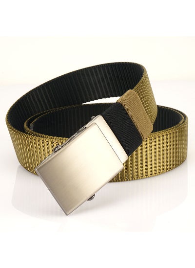 اشتري 2022 Dual-Tone Thick Nylon Belt for Men 3.5CMBlack/Wolf Brown Black/Wolf Brown في السعودية