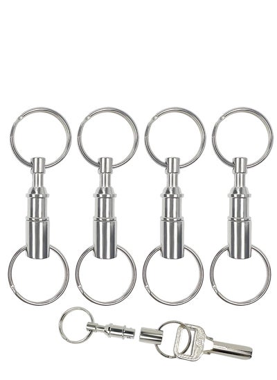 Buy 5 Pack Quick Release Keychain Detachable Pull Apart Keychain Dual Pull Apart Key Chain(Silver) in Saudi Arabia