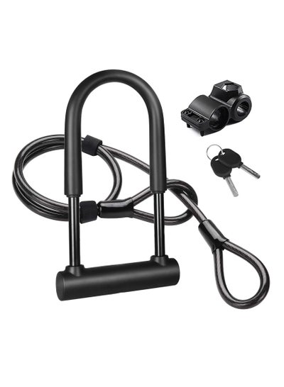 Buy Bike U Lock, HeavyDuty Anti Theft Secure Combination Bike U Lock with16mm Shackle 5.9ft Length Security Cable Keys and Sturdy Mounting Bracket for Bicycle Motorcycle and More (Black Steel Wire) in Saudi Arabia