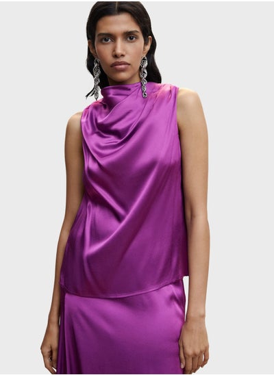 Buy Cowl Neck Satin Top in Saudi Arabia