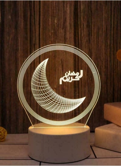 Buy 3D Acrylic Eid Ramadan Mubarak LED Multicolor Night Light Islamic Lamp Decor Table in UAE