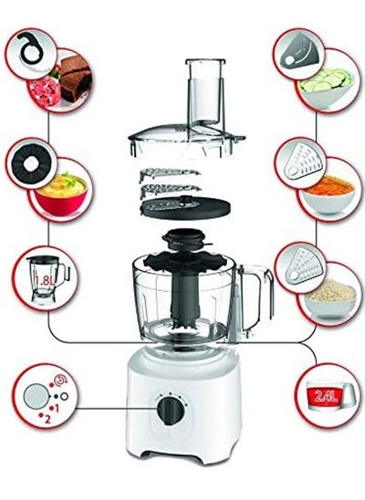 Buy Food Processor 2.4 L 800 W White/Clear in Saudi Arabia