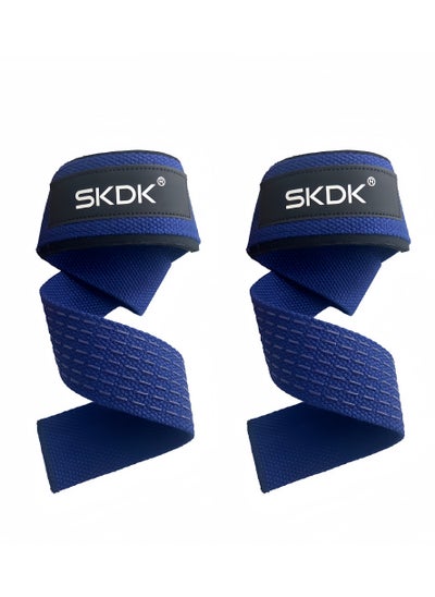 Buy SKDK Cotton Hard Pull Wrist Lifting Straps Grips Band-Deadlift Straps with Neoprene Cushioned Wrist Padded and Anti-Skid Silicone - for Weightlifting, Bodybuilding, Xfit, Strength Training (Blue) in Saudi Arabia