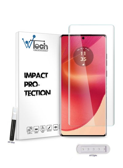 Buy Motorola Edge 50 Fusion 5G 2024 Premium Curved Edges UV Full Glue Full Cover Tempered Glass Screen Protector - Clear in UAE