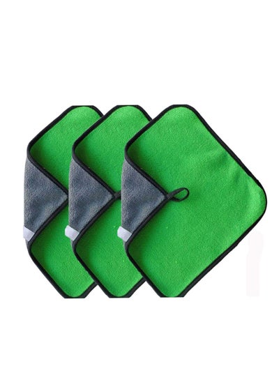 Buy 3PCS Car Drying Towel,Microfiber Cleaning Cloth for Car and House - Microfiber Cleaning Rags for Car, Glass, Stainless Steel, Table, Window Cleaning Cloth (Green) in UAE