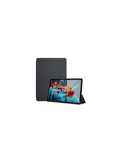 اشتري For Samsung Galaxy Tab S7 Plus / S7 Plus ( 12.4 Inch ) SM-T970 / SM-T975 Smart Flip Cover Leather Soft TPU Back And Trifold Stand With Auto Sleep - Black في مصر