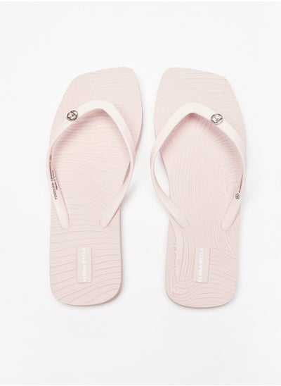 اشتري Textured Slip-On Thong Slippers with Metallic Accent في الامارات