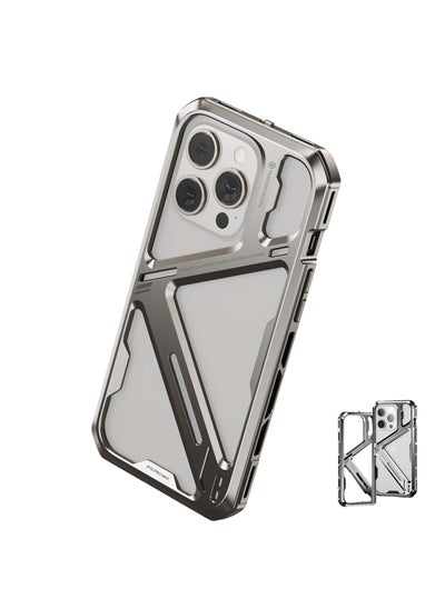 اشتري Titanium Alloy Armor Frame Case for iPhone 14/15 Pro Max, Lightweight Aluminum Bumper Case, Minimalist Frameless Metal Protection (Titanium Original Color) في الامارات