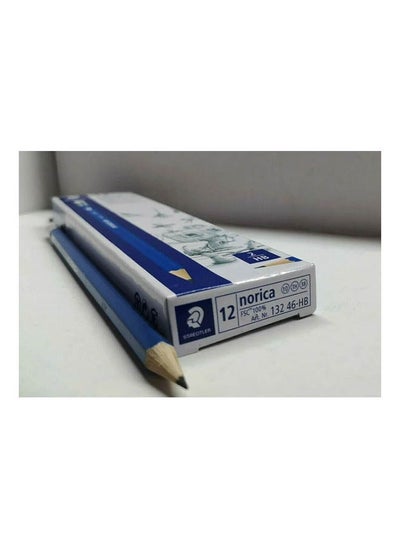 Buy Norica Pencil With Eraser Tip 12-Pieces Lead Diameter Blue in Egypt