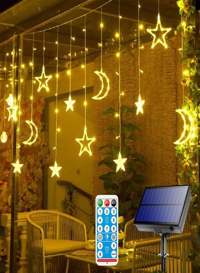 Buy Tiokkss 3.5M Ramadan Decorations for Home Star Moon Solar Starry String Curtain Ramadan Lights, Outdoor Waterproof 8 Modes Ramadan Lights (Warm White) in UAE