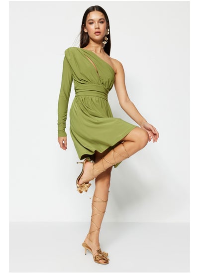 Buy Light Green Open Waist/Skater Knitted Window/Cut Out Detailed Evening Dress TPRSS23EL00032 in Egypt