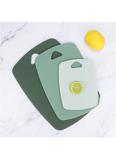 اشتري Plastic Kitchen Cutting Boards Set of 3 - Large, Medium, Small Sizes - Easy Grip Handle - BPA Free - Dishwasher Safe - Multi Colors في الامارات