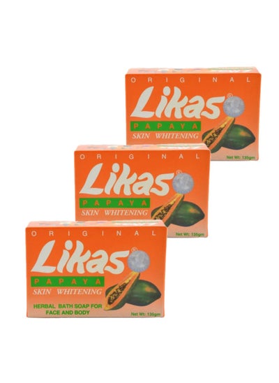 Buy 3 Piece Papaya Skin Whitening Herbal Bath Soap For Face & Body 135g in Saudi Arabia