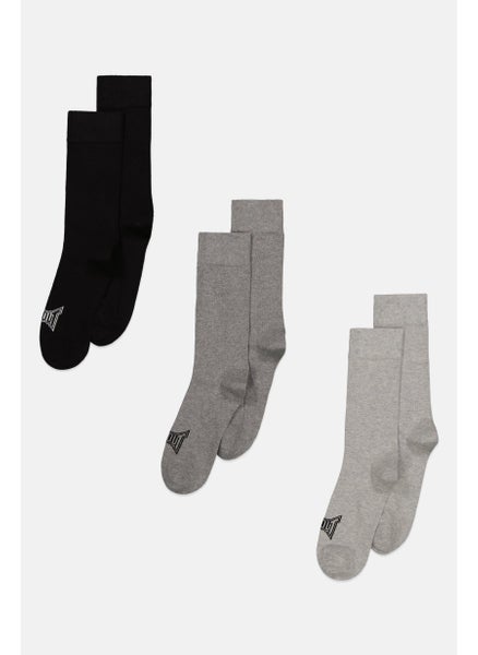 Buy Men 3 Pair Formal Socks, Grey/Black in Saudi Arabia