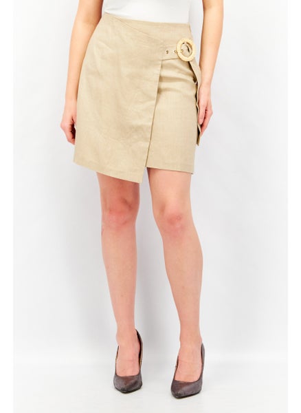 Buy Women Plain Mini Skirt, Beige in UAE