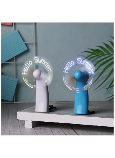 اشتري Keendex Kx3395 Mini Portable Fan With LED Light for Desk Office- multi color في مصر