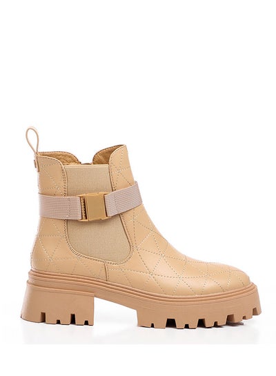 Buy Stitching Details Allover Ankle Boots - Nude Beige in Egypt