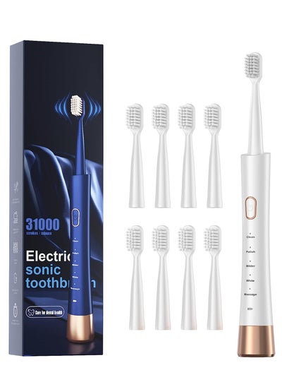 Buy Rechargeable electric powerful toothbrush,8 brush heads,Teeth Whitening,3Hours Charge for 120 Days,White in Saudi Arabia