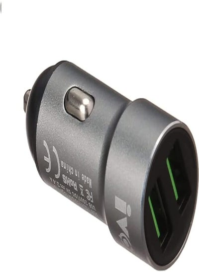 اشتري Ivon kx2135 Dual USB Port Car Charger for Samsung Phone, 2.4A - Gray and Black في مصر