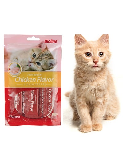 Buy Chicken Flavor Liquid Snack For Cats 6X15g in UAE