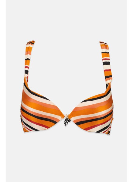 اشتري Women Stripe Bikini Top, Orange and Black في السعودية