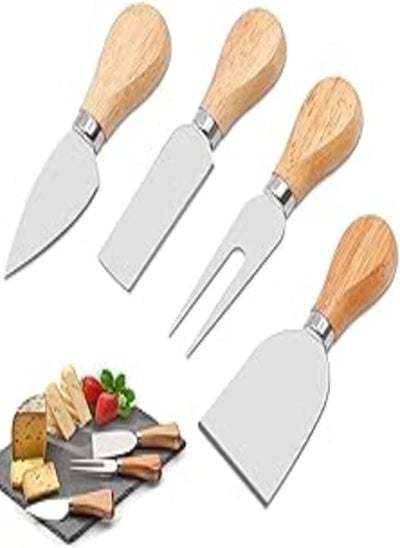 Buy GWL Cheese Knife Set, 4 Piece Cheese Knife Set,Wood Handle Butter Spreader, Stainless Steel, Hard & Soft Cheese Slicer, Serving Fork, Cheese Spreader Parmesan Knife Kitchen Tools in Egypt