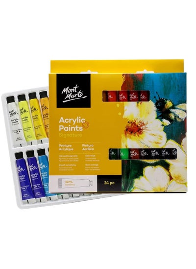 Buy Mont Marte Acrylic Paint Set 24 Colors 12Ml Perfect For Canvas Wood Fabric Leather Cardboard Paper Mdf And Crafts in UAE