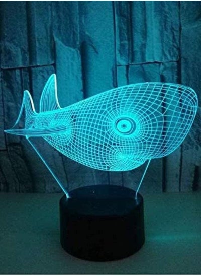 Buy Multicolor Night Light Whale 3D Multicolor Night Light Touch Remote USB 3D Light Custom Gift Novel LED Multicolor Night Light USB LED 3D lamp in UAE