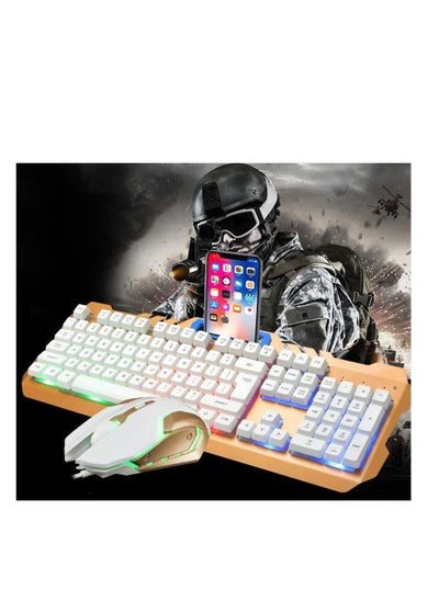 اشتري Wired USB Lighting Mechanical Feel Computer Keyboard Mouse Sets for PS4/PS3/Xbox One and 360 Gaming Keyboards في السعودية