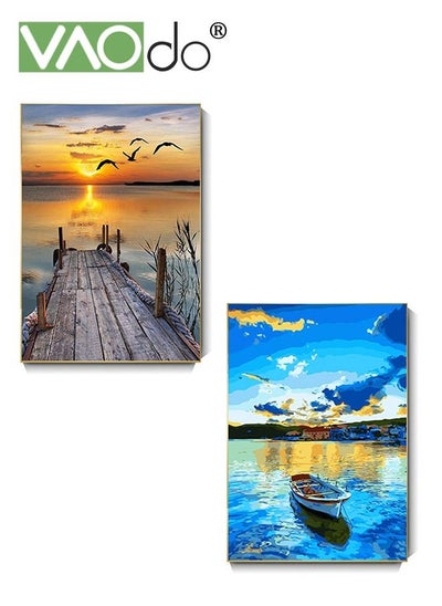 اشتري 2PCS Adult 5D Diamond Painting Set Complete Diamond Painting Diamond Painting Art Landscape Painting Wall Decoration 30*40CM في الامارات