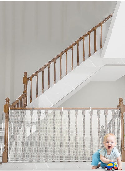 Buy Stairway Net, Baby Gate for Stairs with No Drilling, Baby Safety Stairs Rail Net, 3m x 0.79m , Baby Safety Net Balcony Banister Stair Net for Child, Small pet,Toy- Indoor & Outdoor(White) in UAE