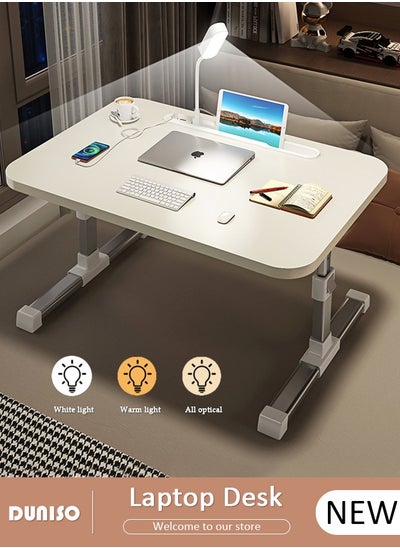 Buy Laptop Desk for Bed, Adjustable Laptop Bed Tray Table With Eye-protection lamp, Portable Lap Desks with USB Charge Port and Foldable Legs for Computer and Laptop in UAE