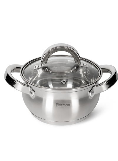 اشتري Stockpot with Glass Lid 1300mL with Measuring Mark, Stainless Steel 18/10 Inox30 Stockpot Felina Series في الامارات